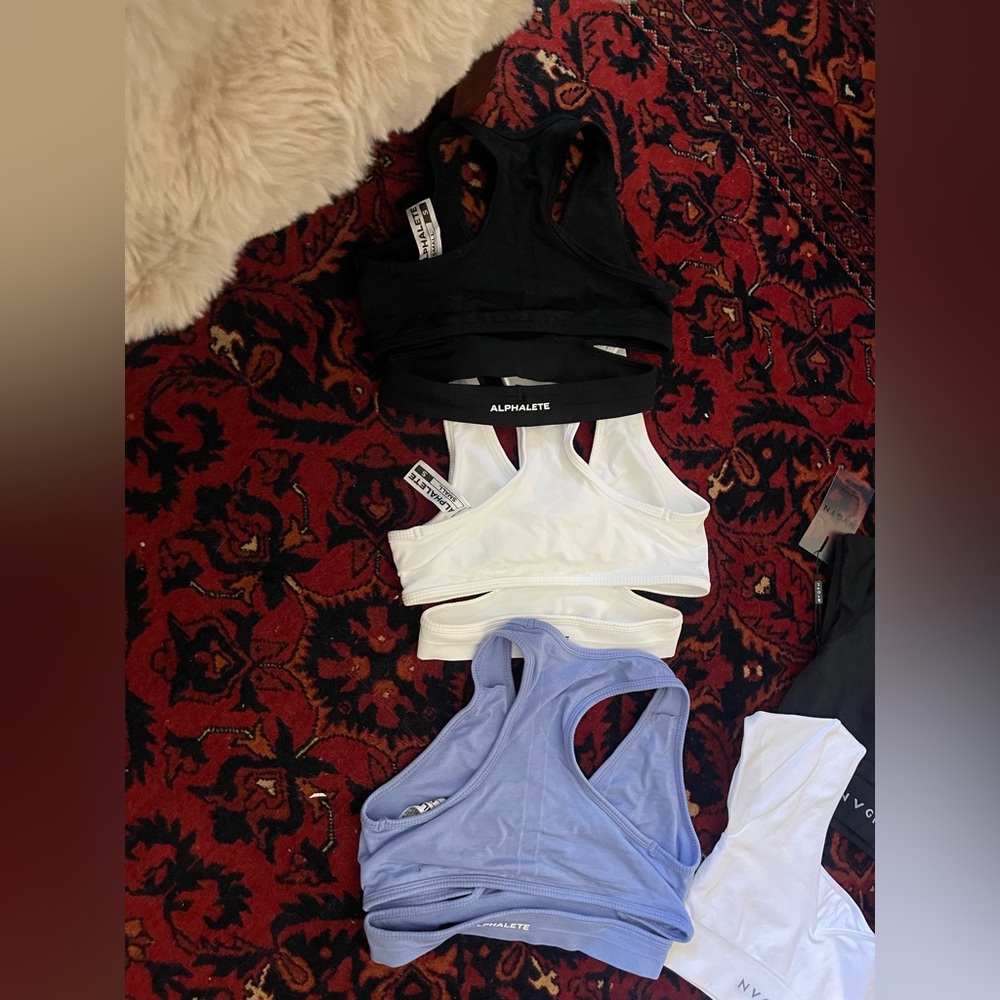 Alphalete Trio Sports Bras - Black, White, Light Purple